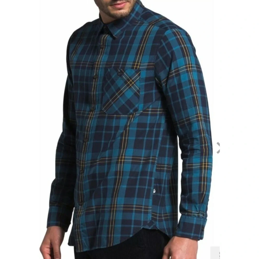 The North Face Men's Long Sleeve Flannel Shirt Blue Size XXL Hayden Pass 2.0